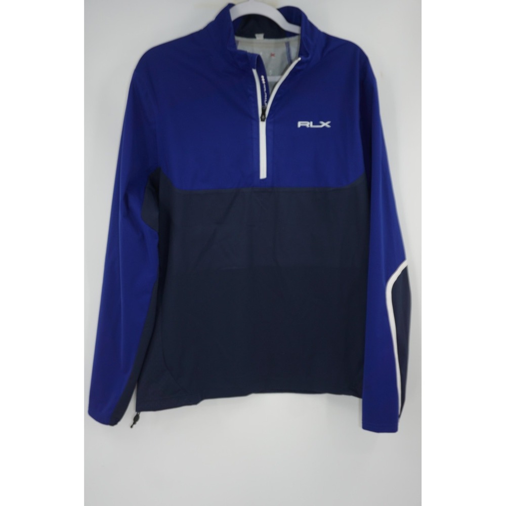 Polo Ralph Lauren RLX Jacket Mens Medium Blue 1/4‎ Zip Golf Windbreaker Pullover